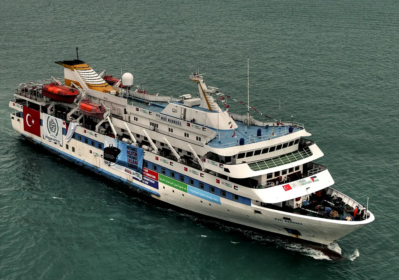 MV Mavi Marmara en route to Gaza during the 2010 flotilla, before Israeli forces boarded it in international waters.