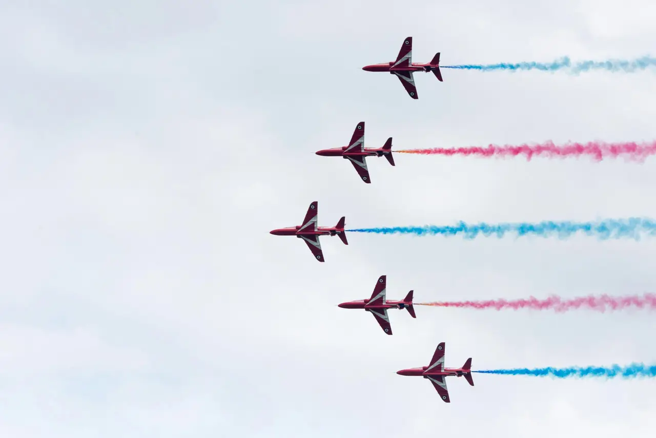 Demonstration flyover by the Red Arrows